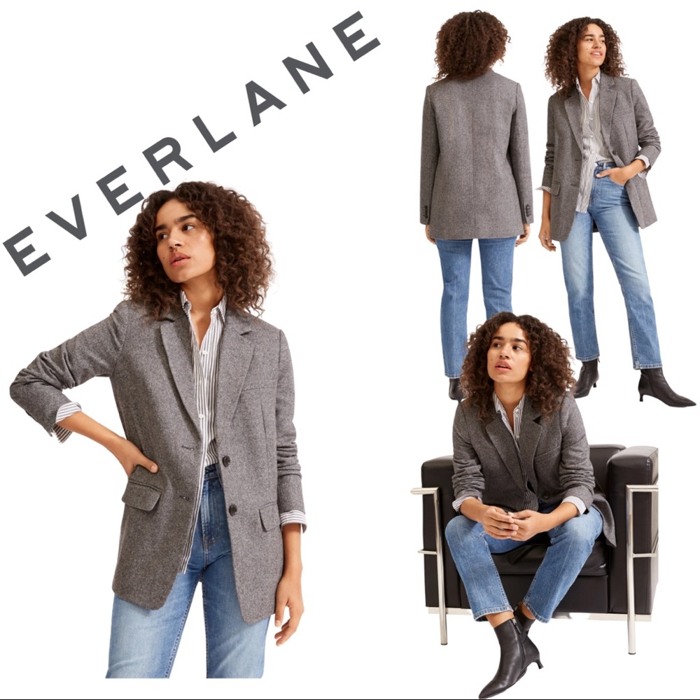 Everlane - The Oversized Blazer (Size 6) (Grey Herringbone)